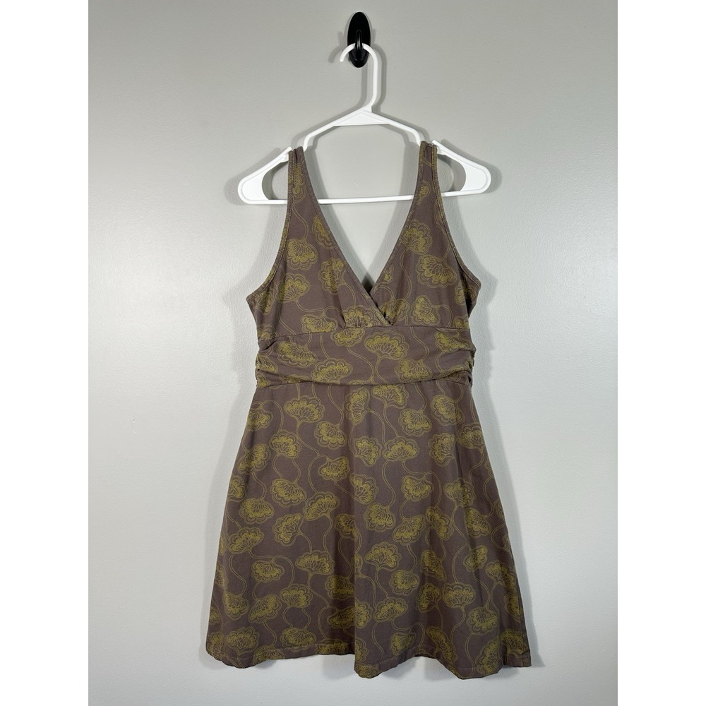 Patagonia Dress‎ Womens Brown Green Floral Margot Organic Cotton Stretch Outdoor